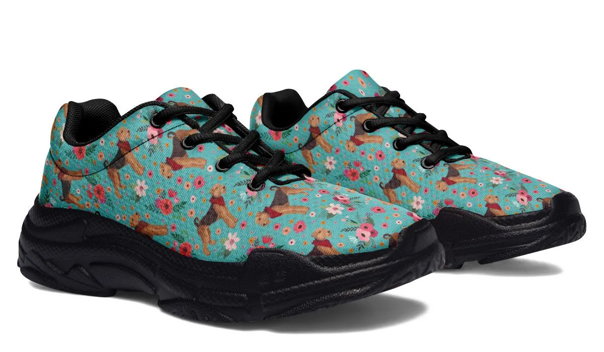 Airedale Terrier Flower Chunky Sneakers