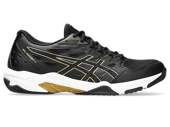 Asics Gel-Rocket 11 Wide Unisex Court Shoe Black/Pure Gold