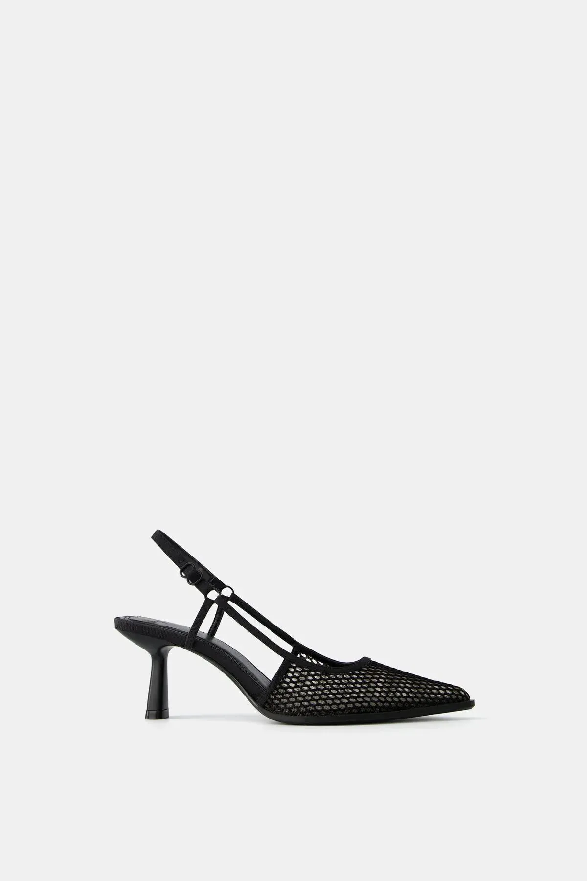 Bershka Women's Mesh Open-Back Shoes With Short Pointed Heels