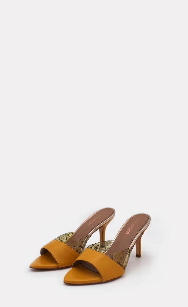 Blondish Berta Mustard Mules Sandals for Women