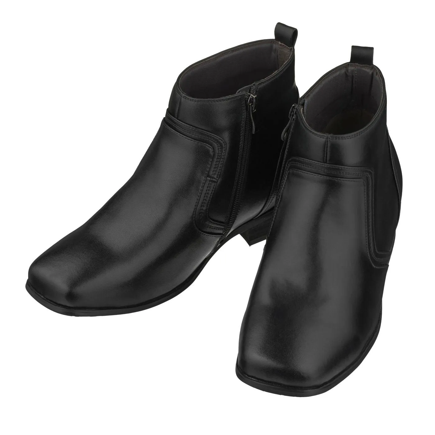 CALTO - G99809 - 3.2 Inches Taller (Black) - Zipper Boots