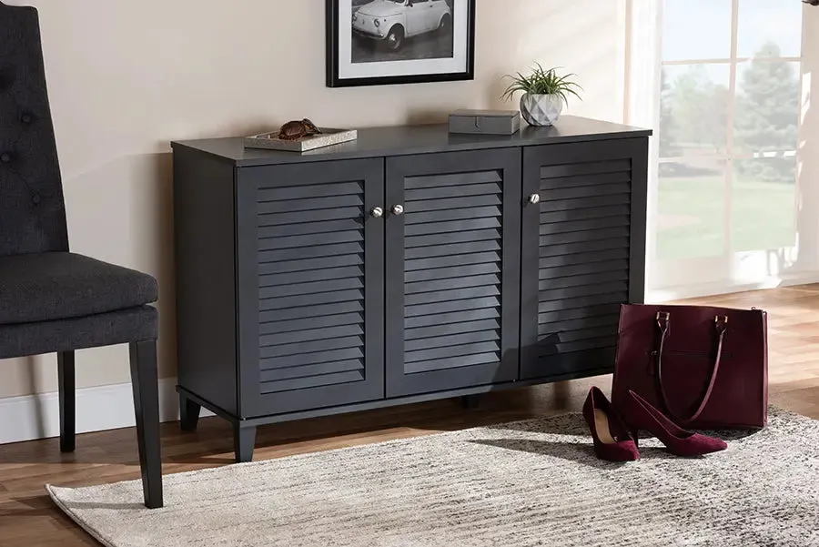 Clevedon Dark Grey Finished 8-Shelf Wood Shoe Storage Cabinet