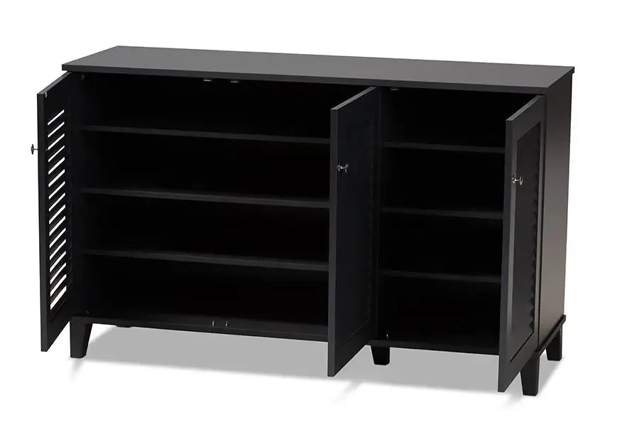 Clevedon Dark Grey Finished 8-Shelf Wood Shoe Storage Cabinet