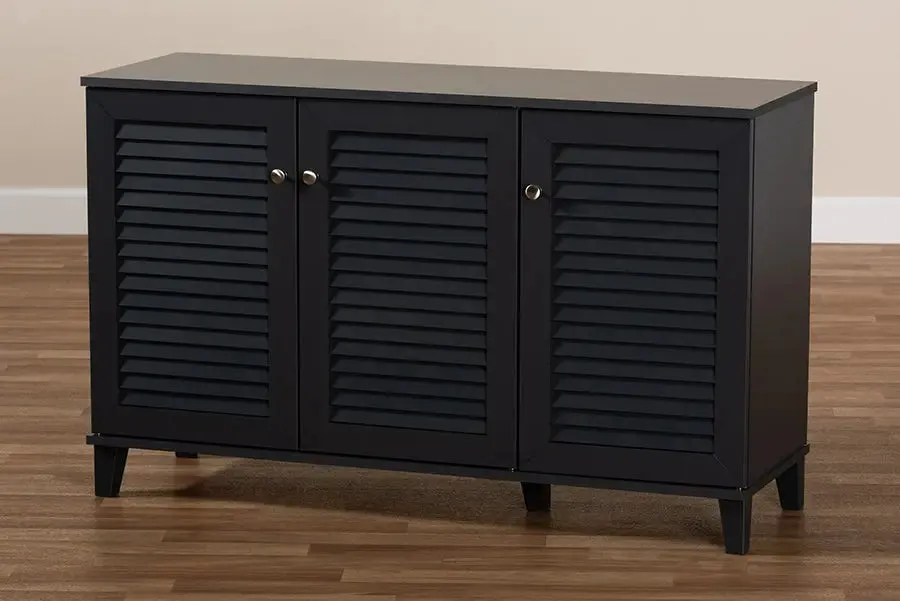 Clevedon Dark Grey Finished 8-Shelf Wood Shoe Storage Cabinet