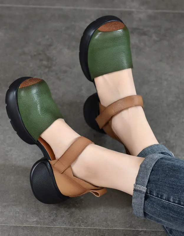 Comfortable Round Toe Chunky Heel Platform Sandals