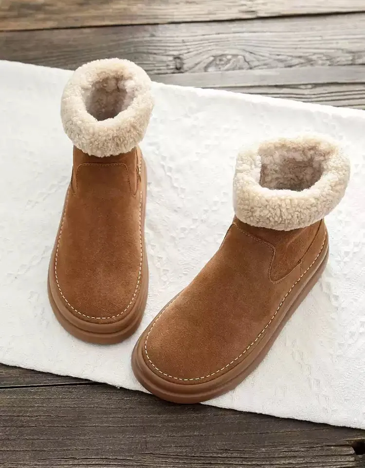 Comfortable Suede Winter Snow Boots with Fur