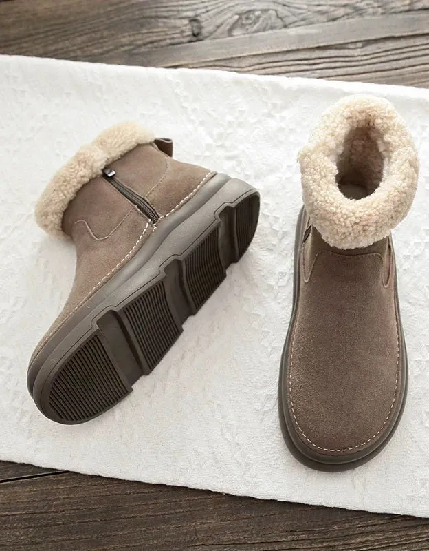 Comfortable Suede Winter Snow Boots with Fur