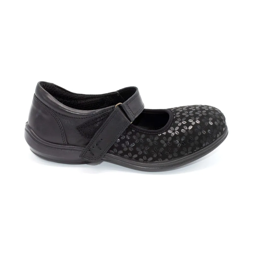 DB Engage - Ladies Wide Fit Velcro Close Walking Shoe - 2V (2E-4E Fitting) - Black