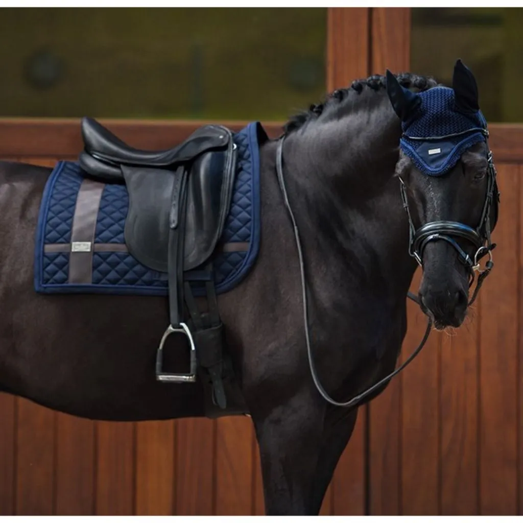 Equestrian Stockholm Leather Deluxe Dressage Saddle Pad Navy