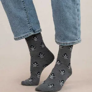 Floral Fine Wool Socks for Her