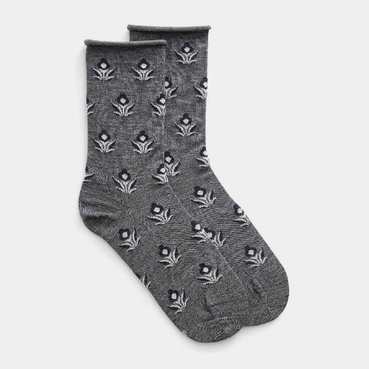 Floral Fine Wool Socks for Her