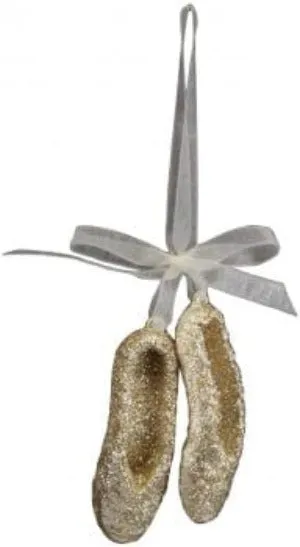 Gold Glitter Ballerina Shoes Christmas Tree Decoration