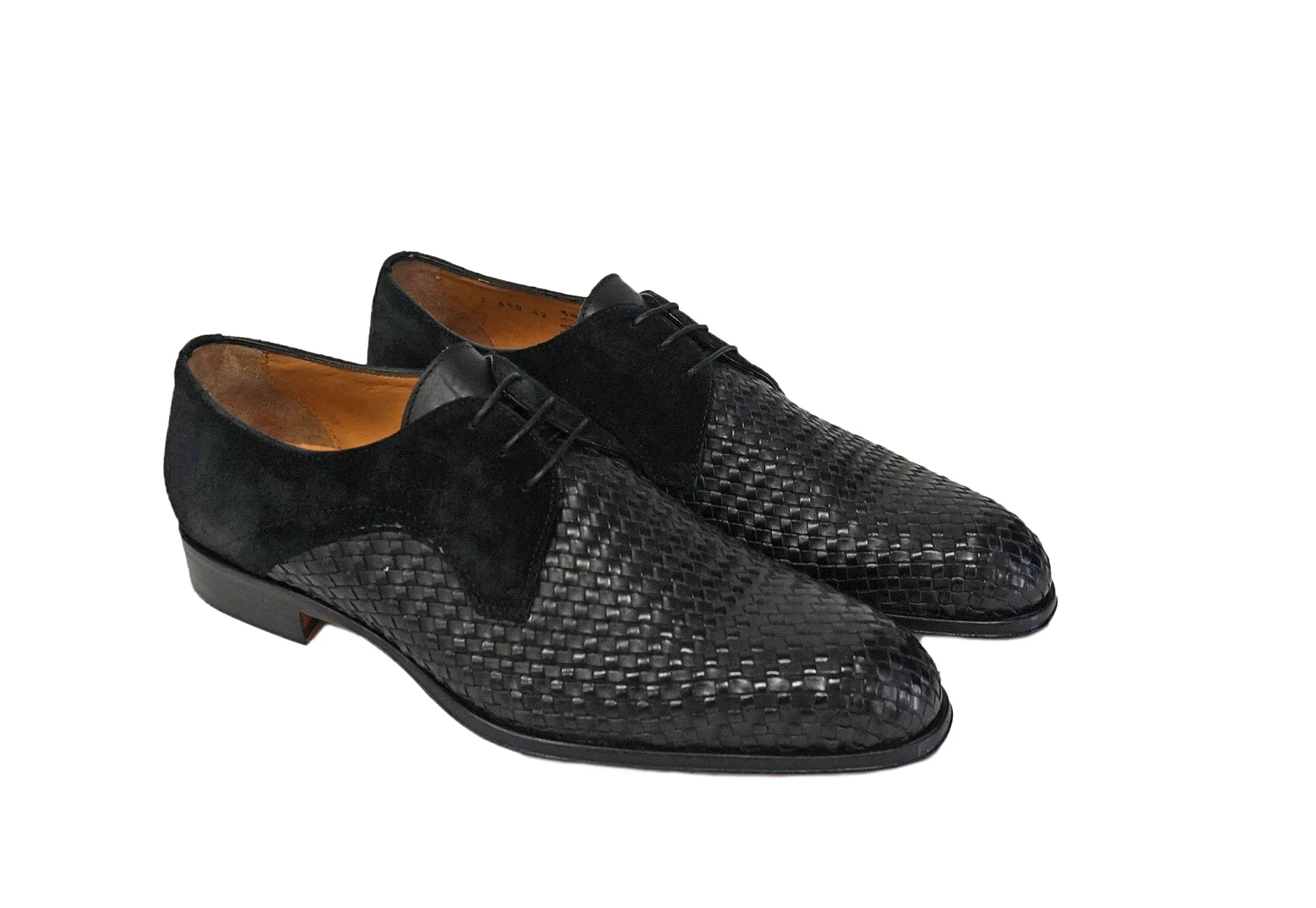 Jose Real "Black" Italian basket weave shoe with suede trim