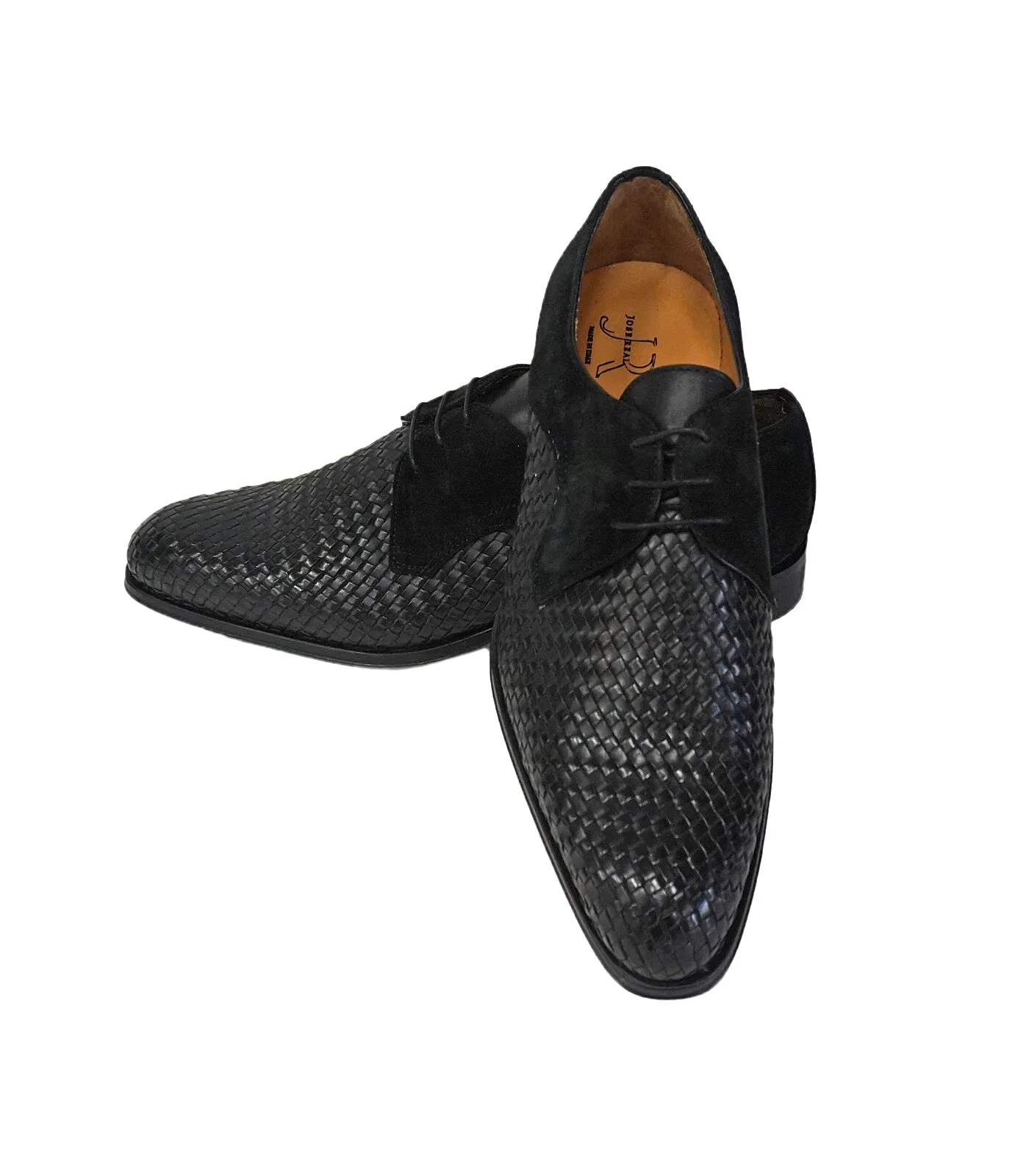 Jose Real "Black" Italian basket weave shoe with suede trim