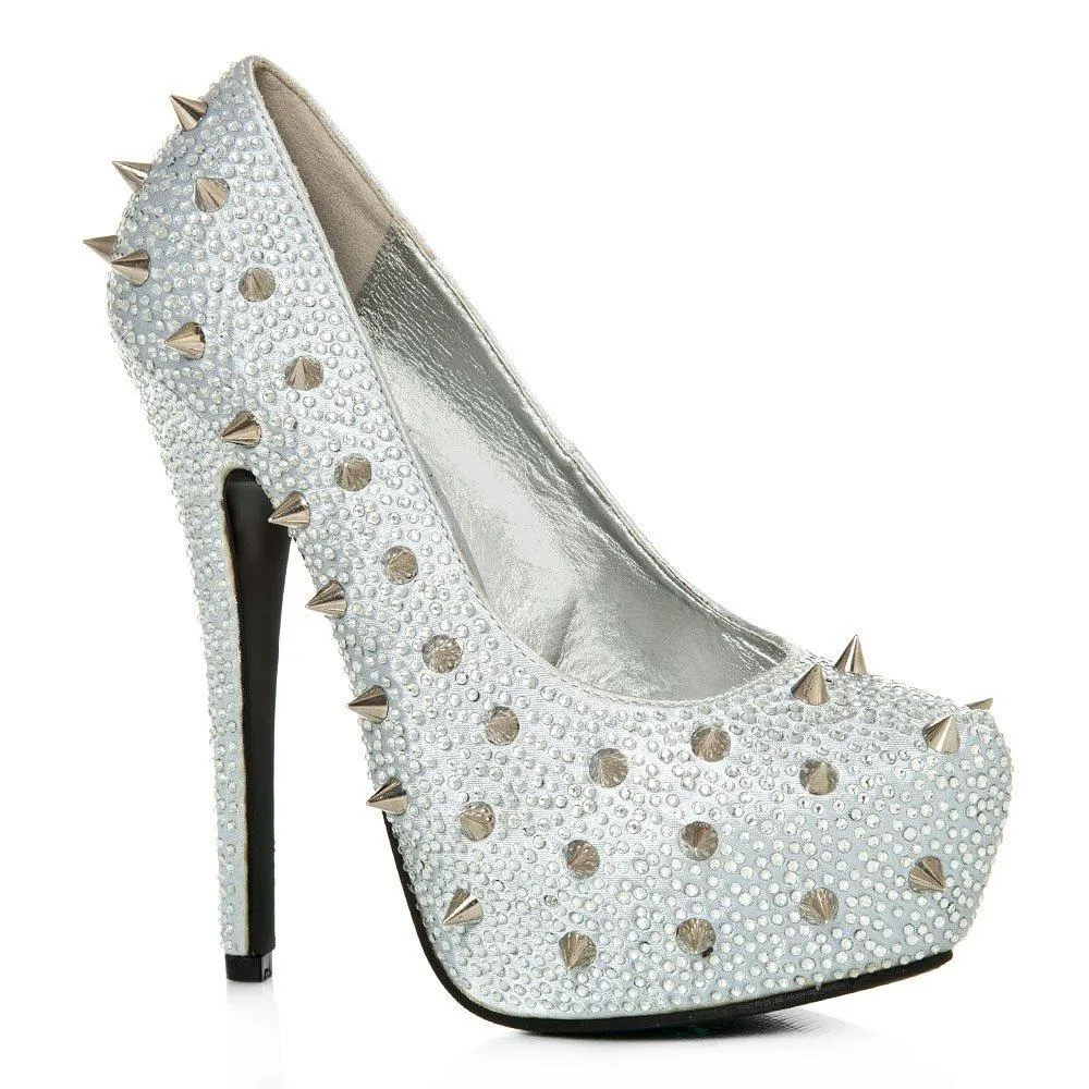 Kacey Concealed Platform Stiletto High Heeled Spiky Studded Court Shoes