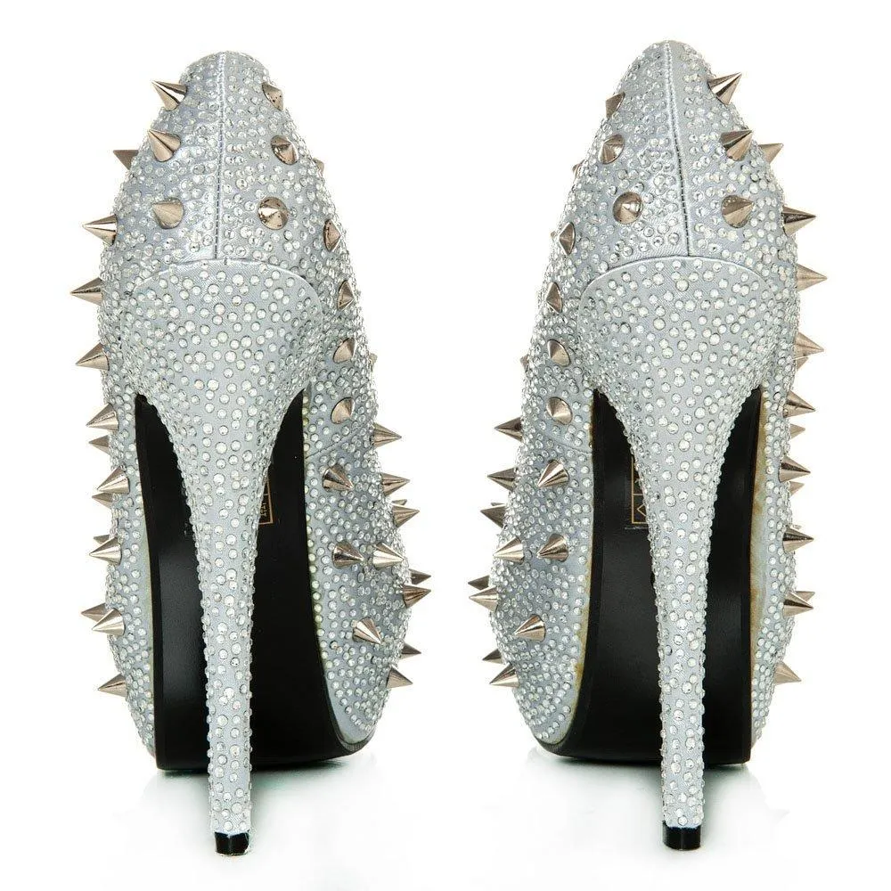 Kacey Concealed Platform Stiletto High Heeled Spiky Studded Court Shoes