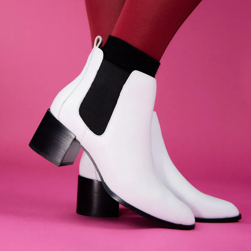 Melissa Chelsea Boot in White Leather