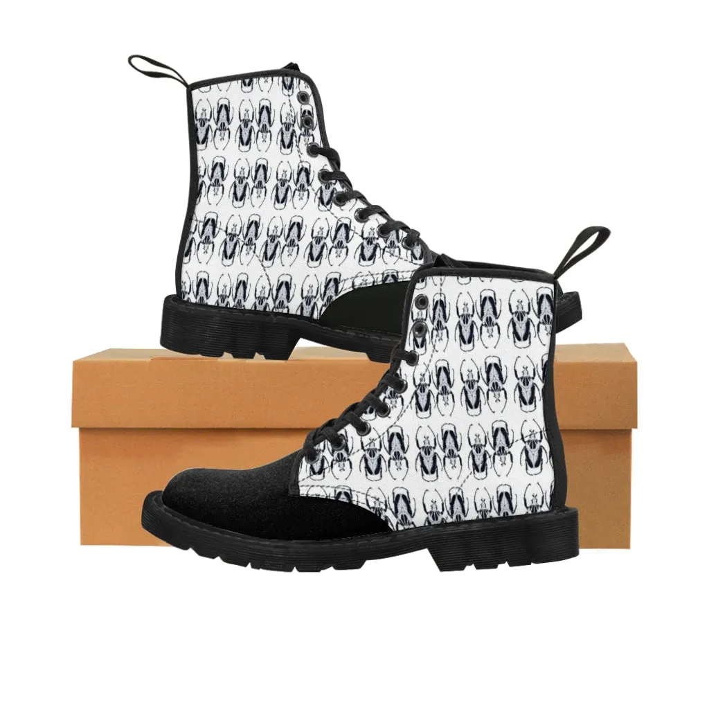 Men's Black & White Bugs Canvas Boots