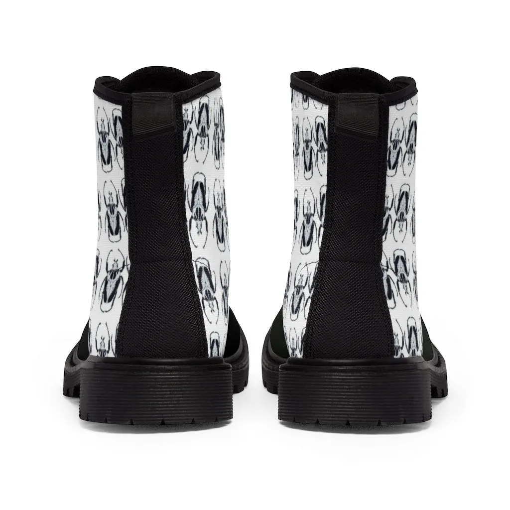 Men's Black & White Bugs Canvas Boots