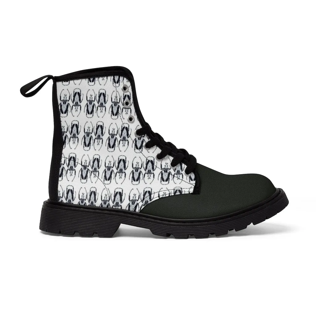 Men's Black & White Bugs Canvas Boots