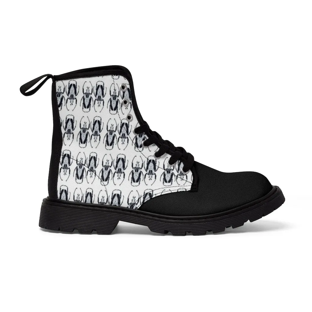 Men's Black & White Bugs Canvas Boots