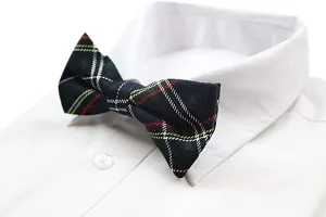 Mens Navy Tarten Plaid Patterned Bow Tie