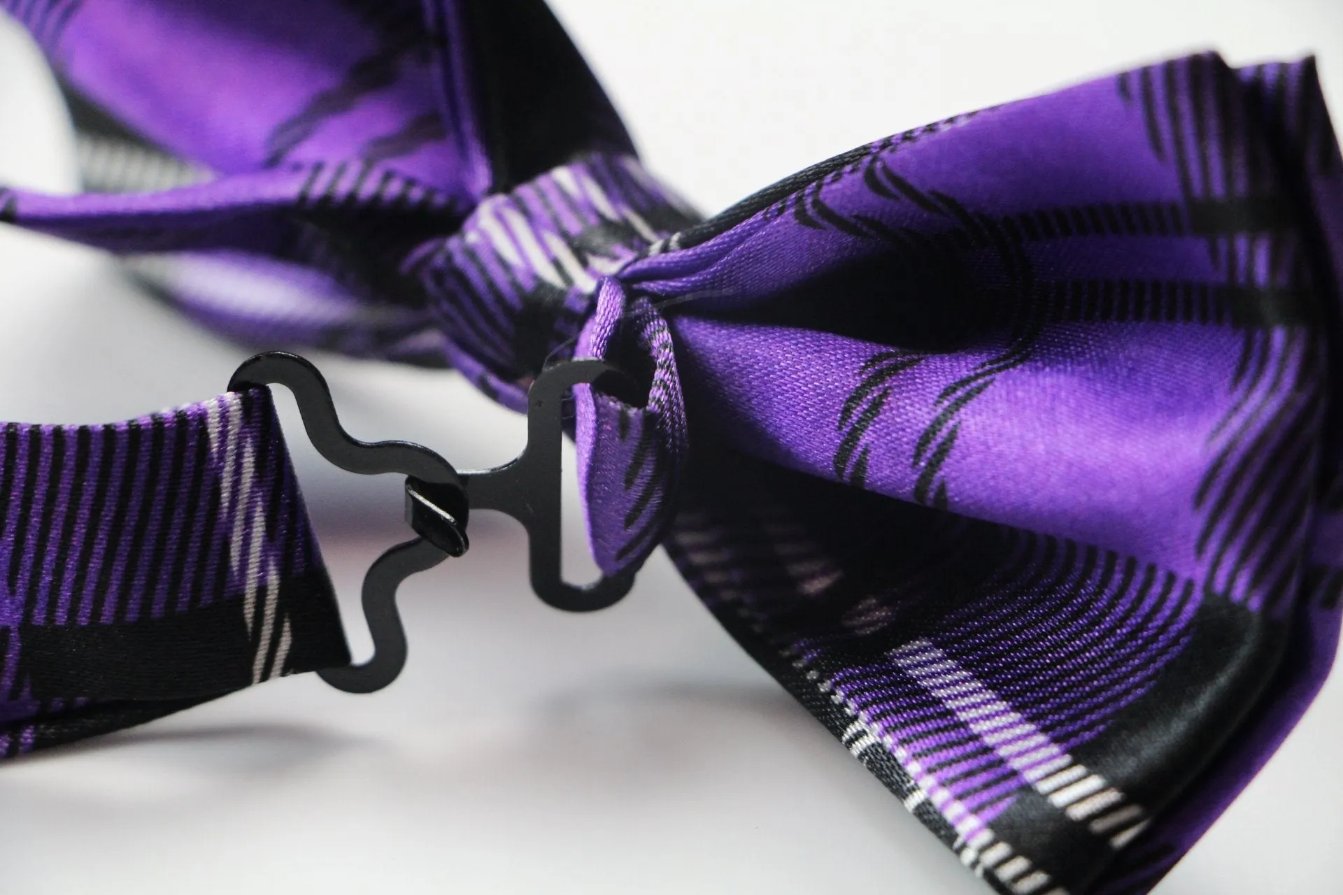 Mens Purple & Black Plaid Patterned Bow Tie