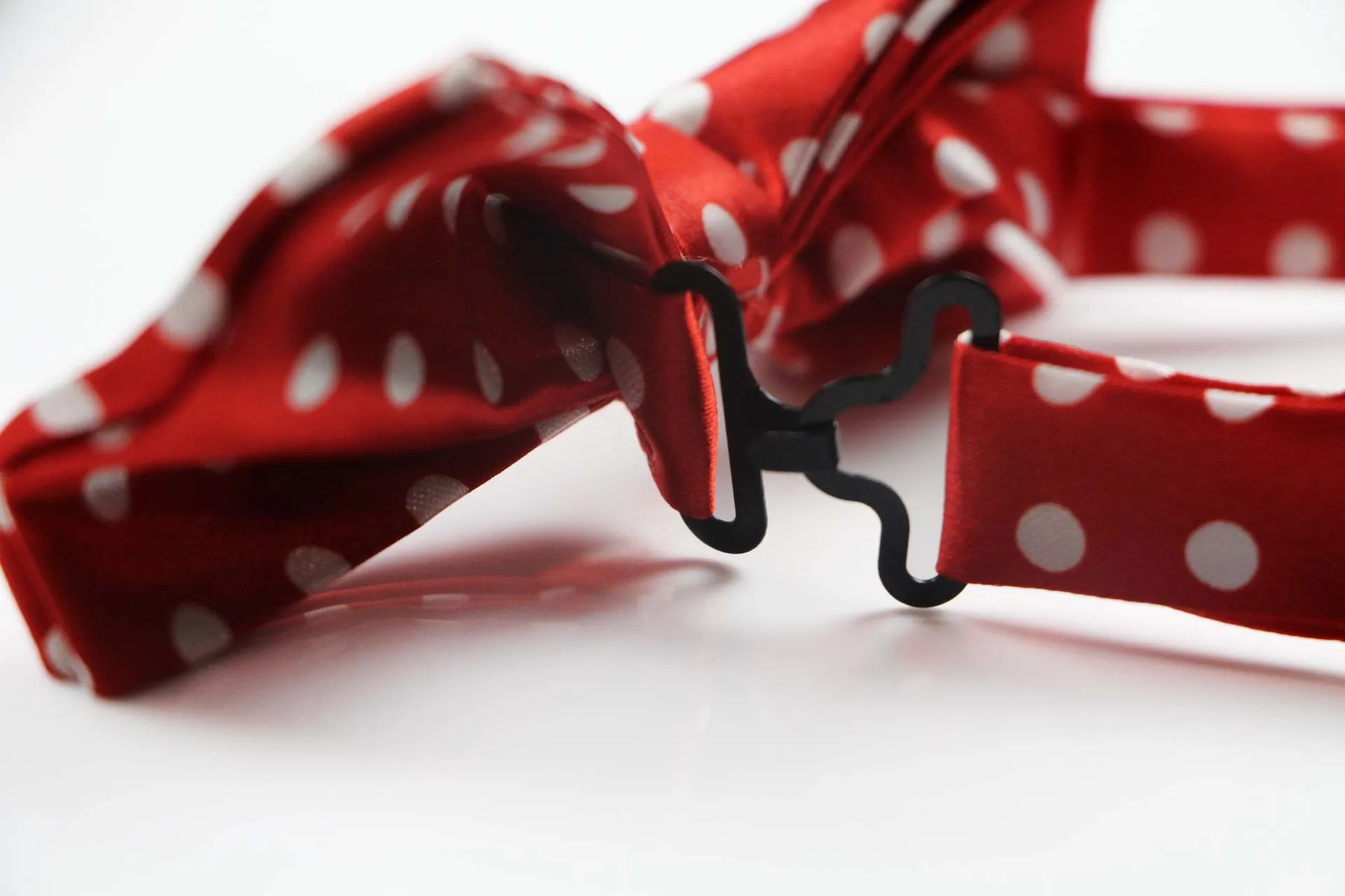 Mens Red & White Polka Dots Patterned Bow Tie