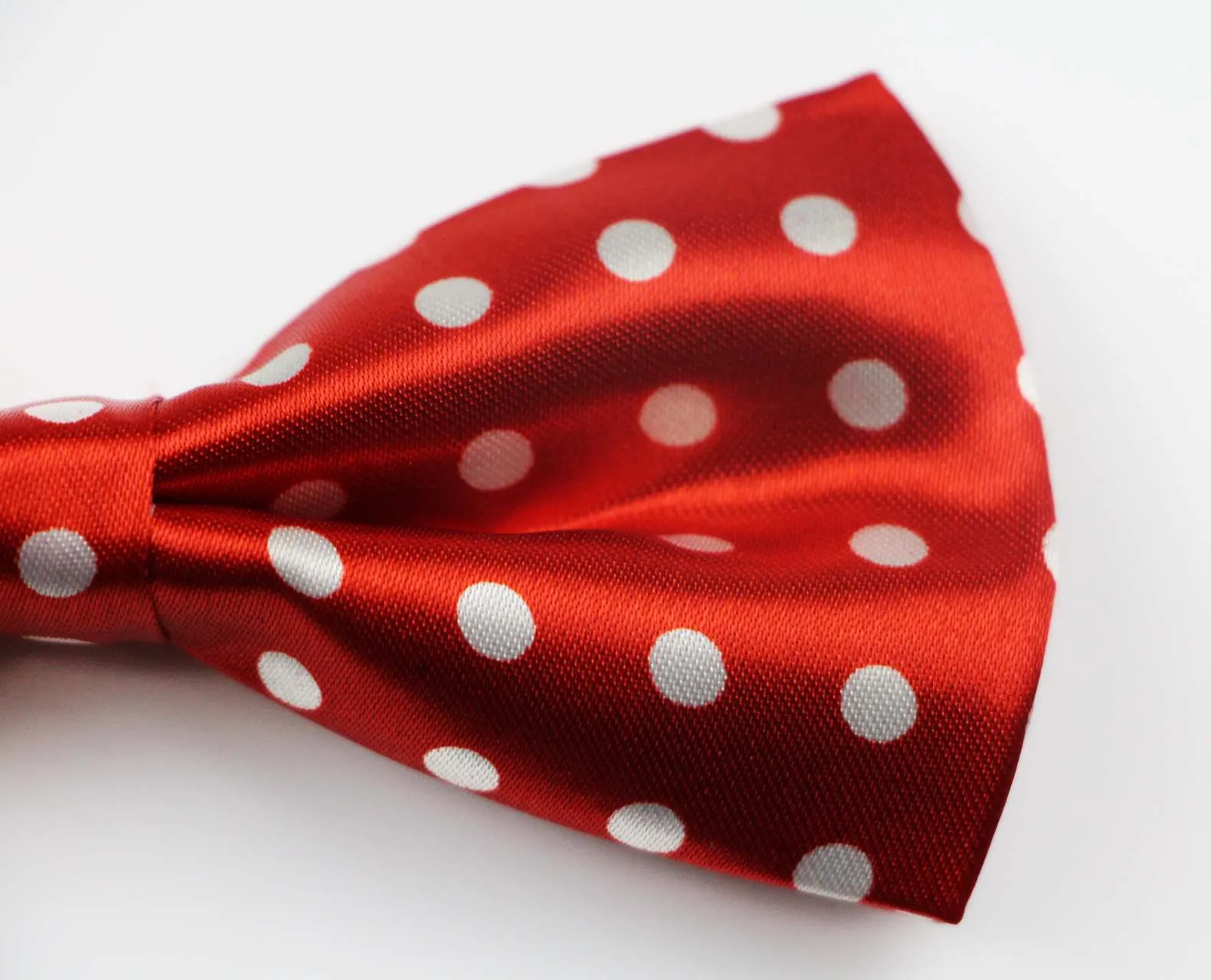 Mens Red & White Polka Dots Patterned Bow Tie