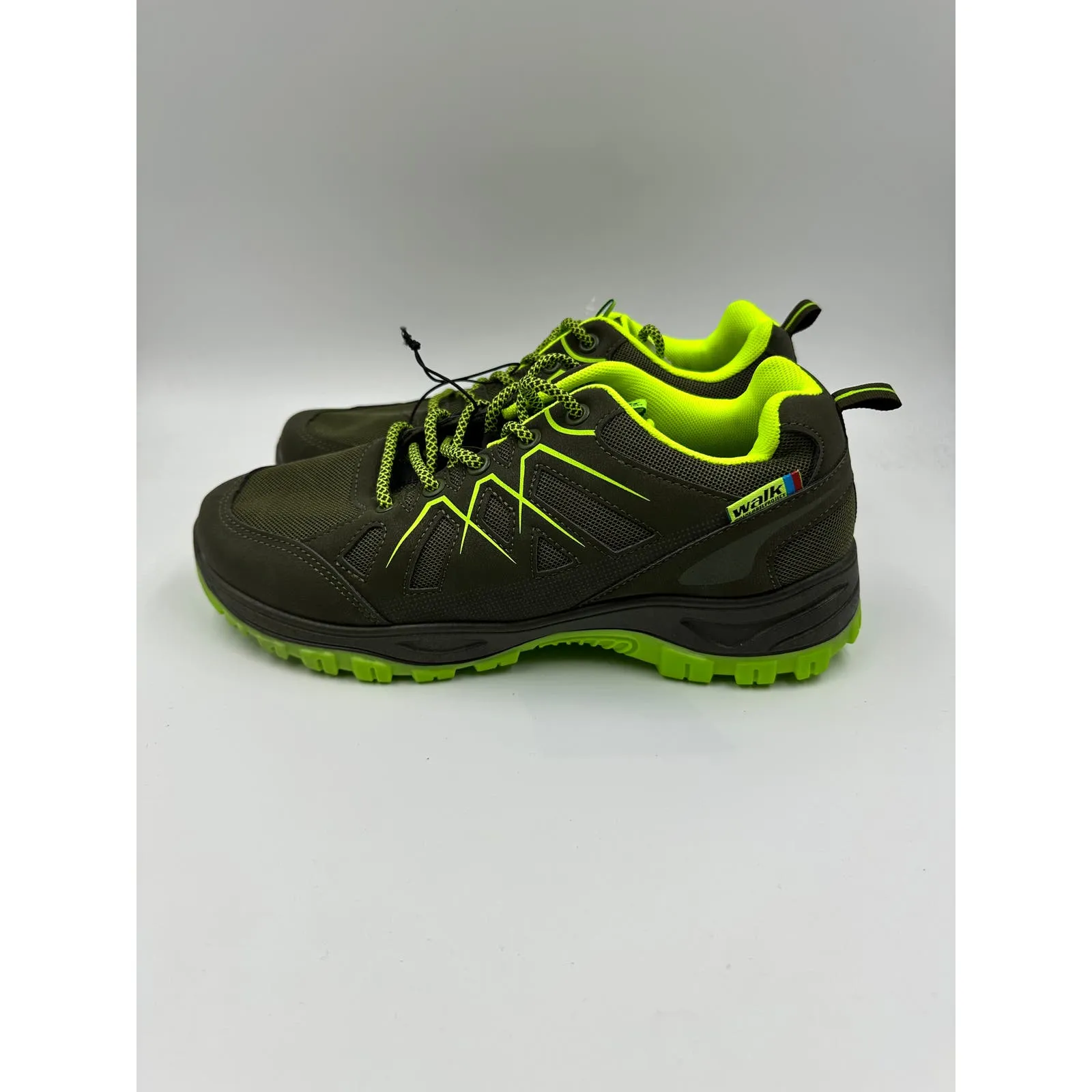 Men's Size 9, Gray Rugged Sneaker with Bright Green Accents & Trail Ready Tread