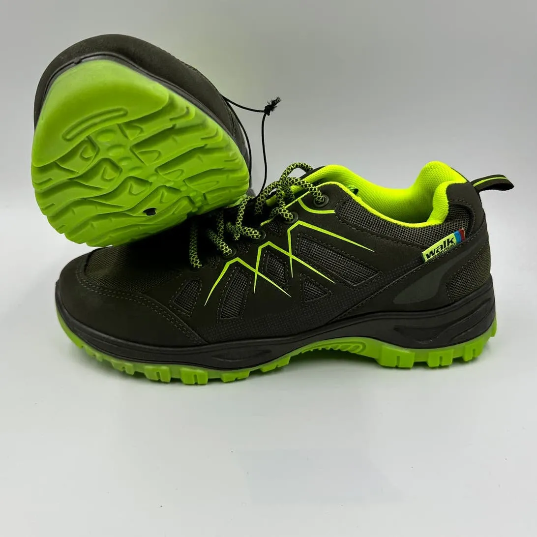 Men's Size 9, Gray Rugged Sneaker with Bright Green Accents & Trail Ready Tread