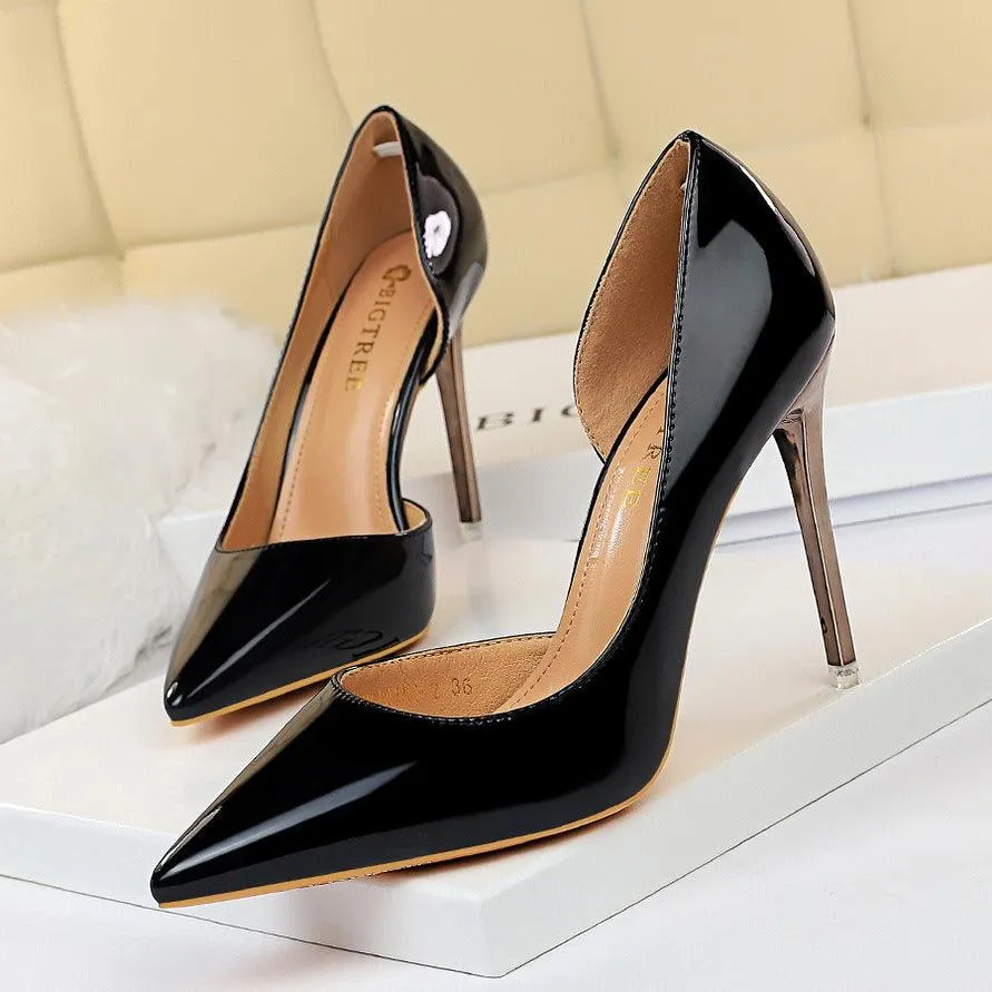 Metallic Patent Leather High Heel Pumps