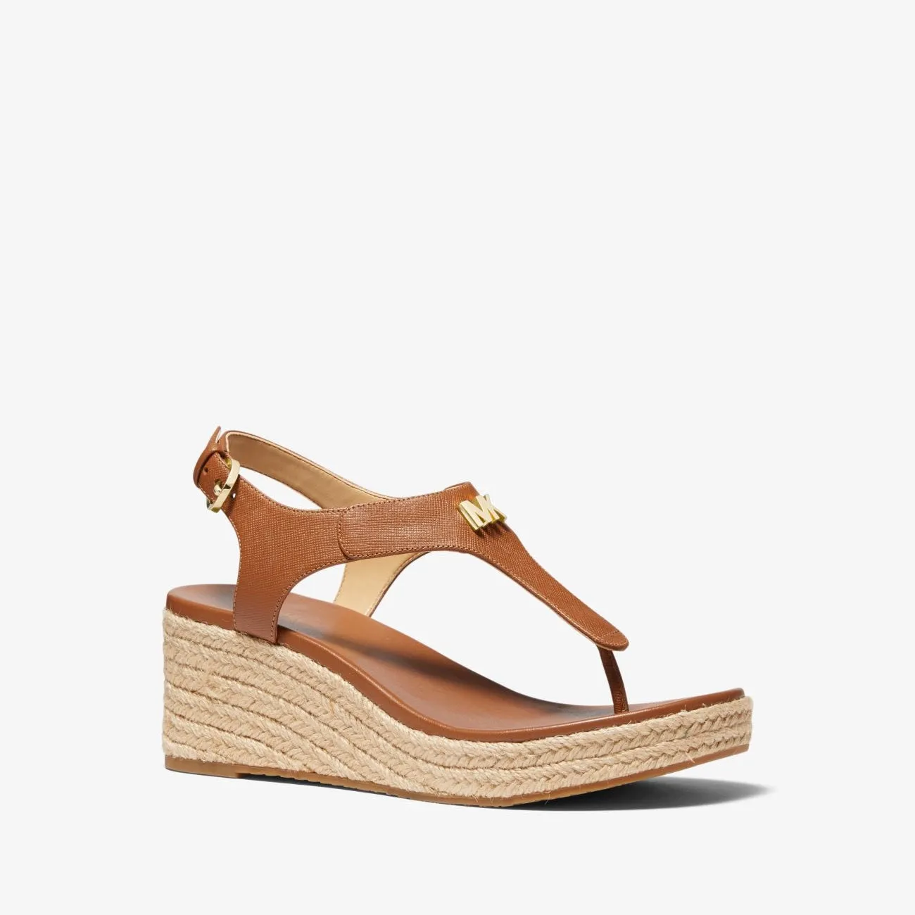 Michael Michael Kors Laney Saffiano Leather Espadrille Wedge Sandals, brown