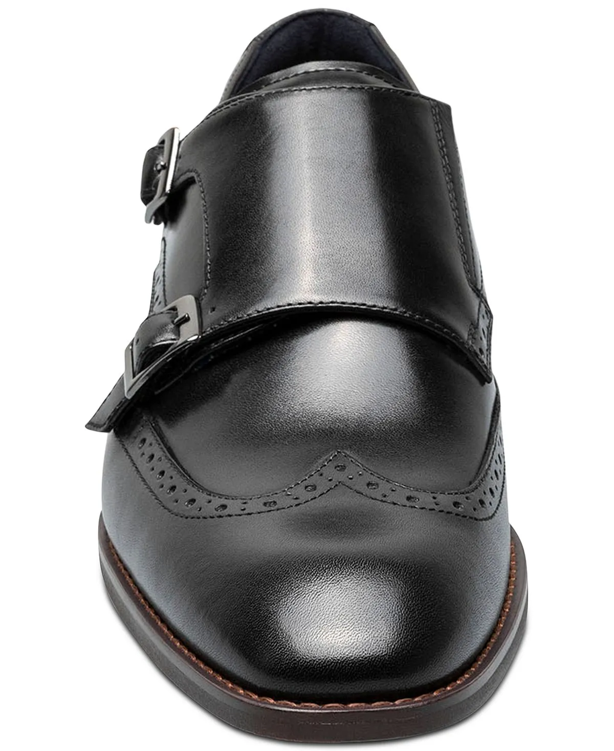 Monk Stacy Adams Men's Karson Wingtip Double Strap Dress Shoes, Black