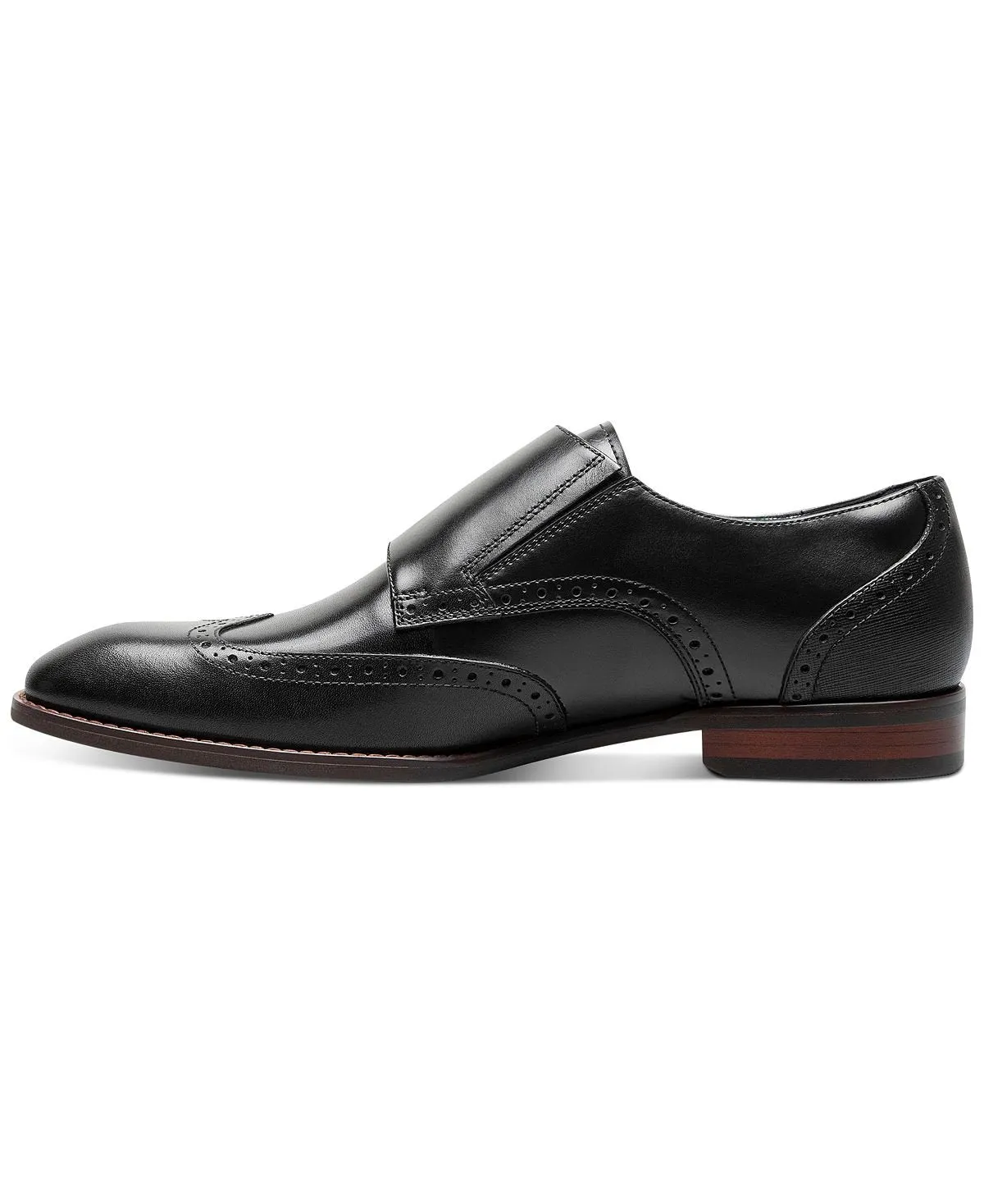 Monk Stacy Adams Men's Karson Wingtip Double Strap Dress Shoes, Black