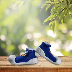 Newborn Anti-Skid Rubber Sole Slip-On Shoes Cat - Blue