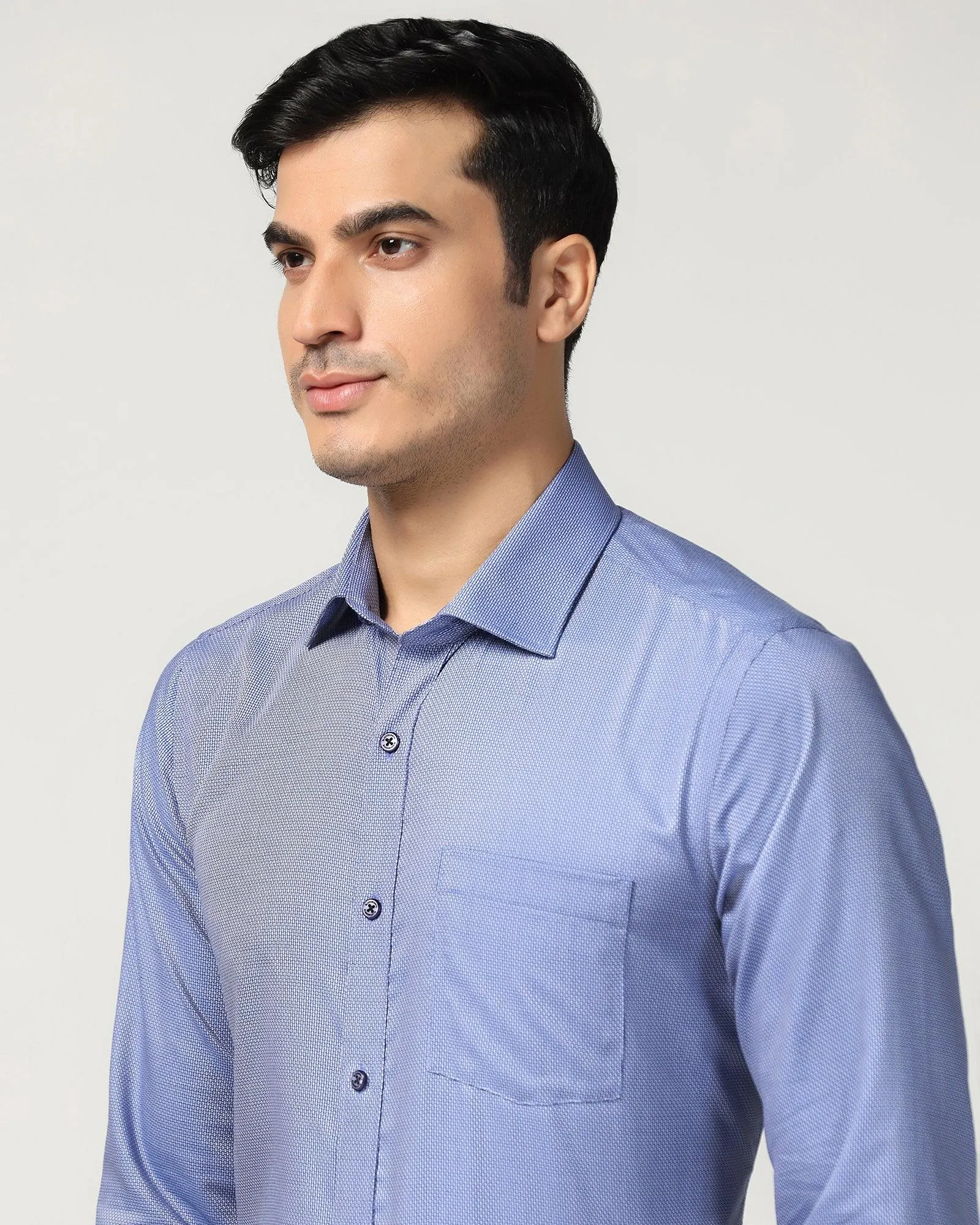 Non Iron Formal Blue Textured Shirt - Zaiden