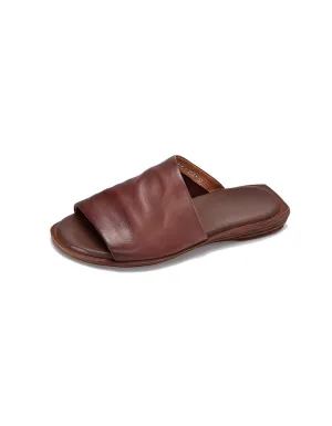 Open Toe Summer Comfortable Leather Slipper Mules