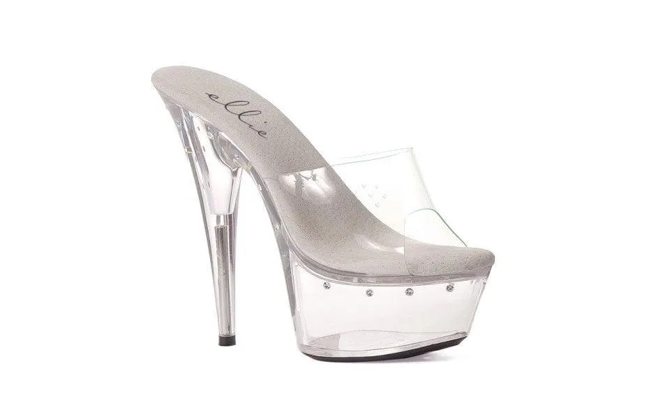 Slip On Rhinestone Platform Clear 6in