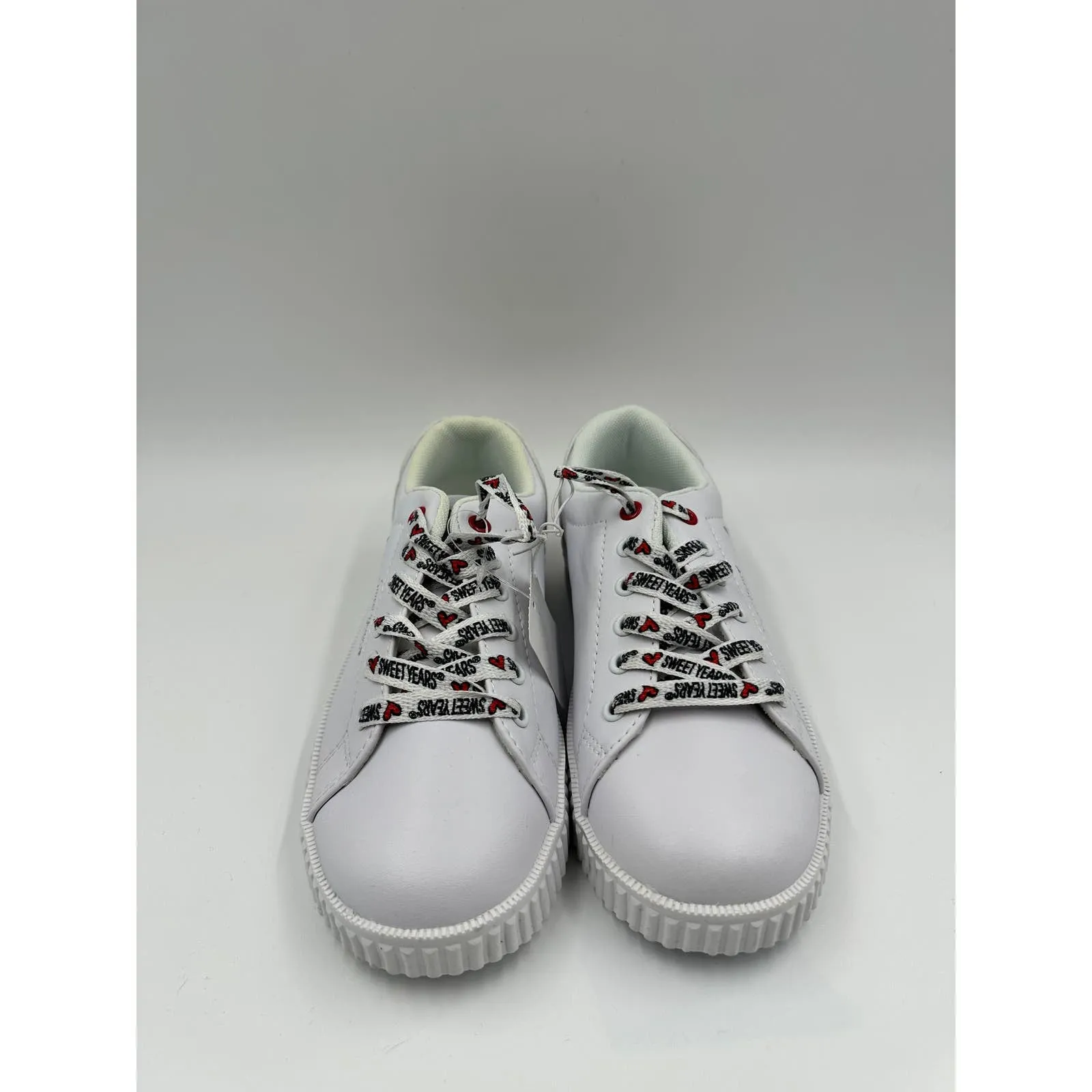 Small Kid Size 11 White Fashion Sneaker, Leather with Straps and Rose Gold Accents