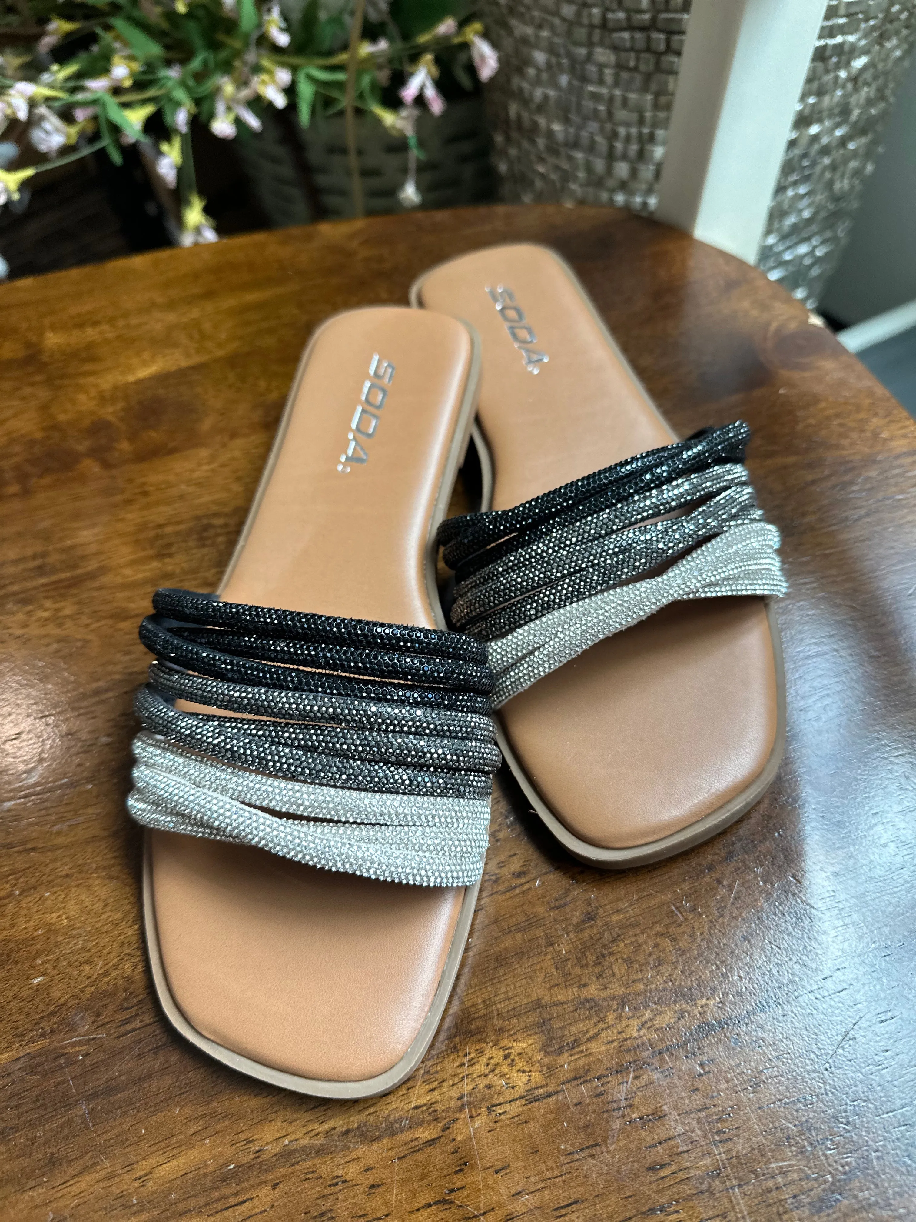 Stable Rhinestone Slide Sandal (SODA)