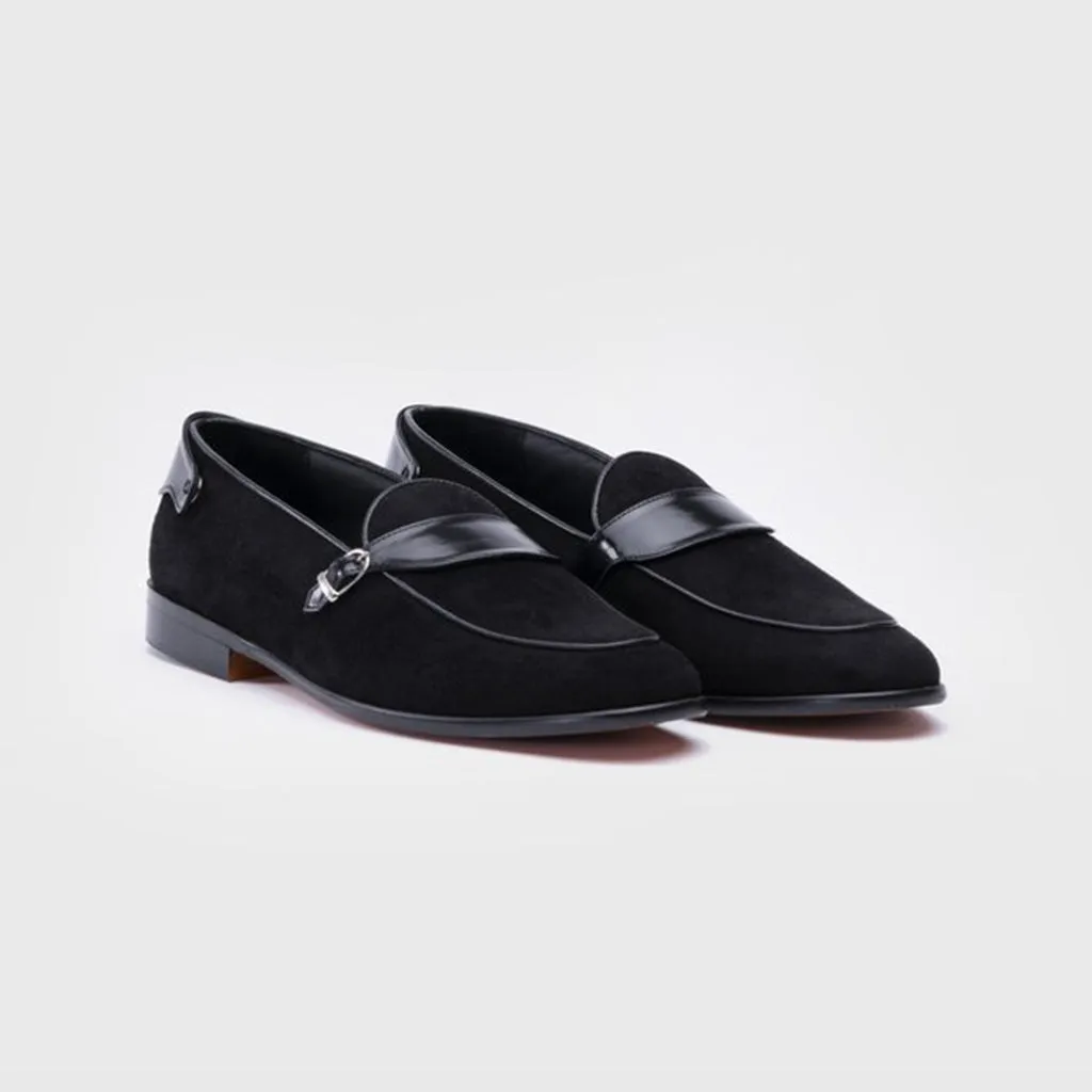 SUEDE SLIP-ONS- BLACK