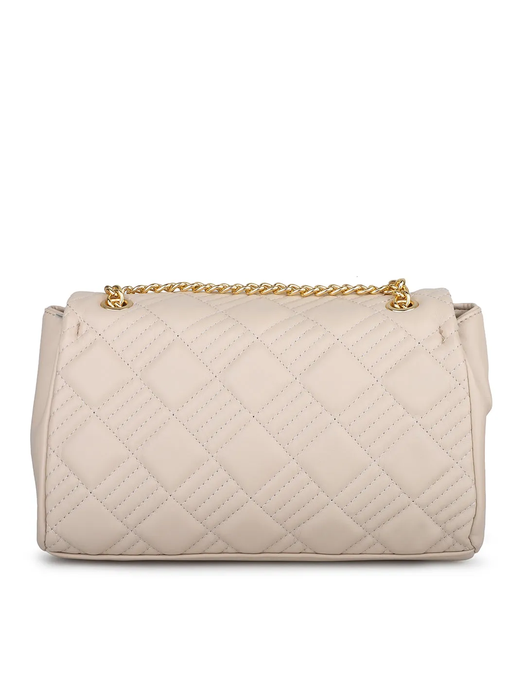 Women Beige Quilted Sling Bag