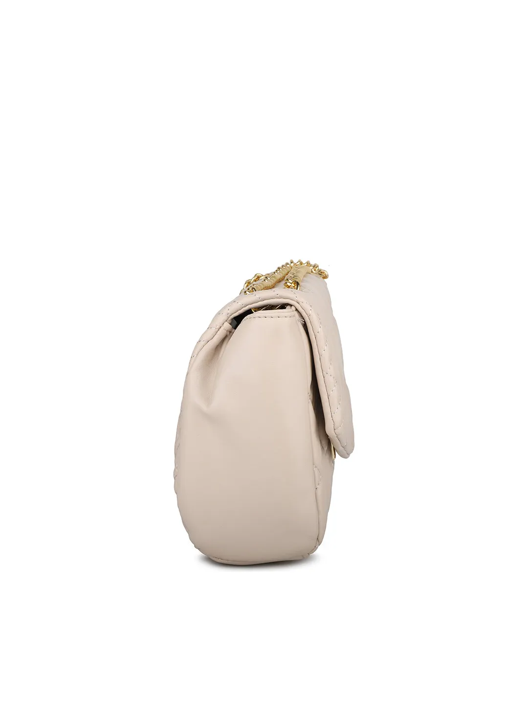 Women Beige Quilted Sling Bag