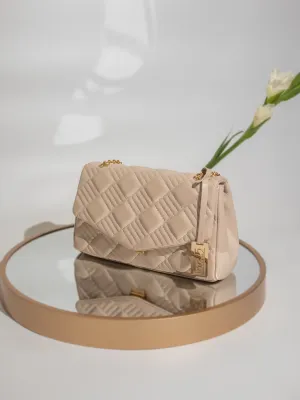 Women Beige Quilted Sling Bag