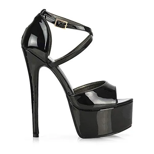 Womens Platform Strappy Stiletto Ladies High Heel Cross Over Ankle Strap Sandals Shoes